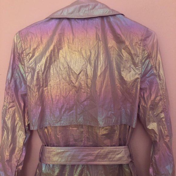 Avec Les Filles Lavender Iridescent Belted Trench - Picture 5 of 6